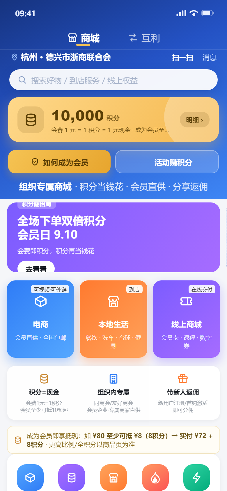 商会商城首页产品界面